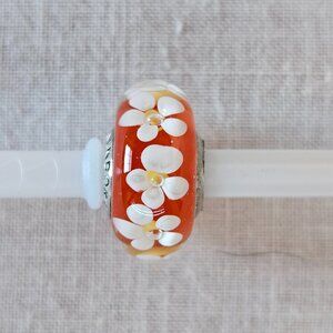 Pandora Tropical Flower Glass Charm - Sterling Silver